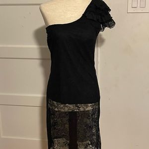 black ruffley layered shirt with lace